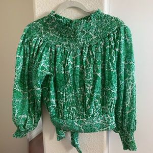 Off the Shoulder Green Blouse